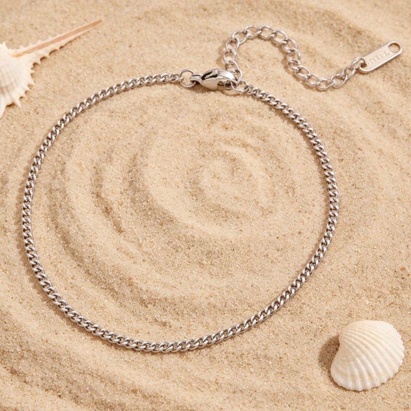 2pcs Fashion Stainless Steel Shining Snake Bone Chain Anklet Set